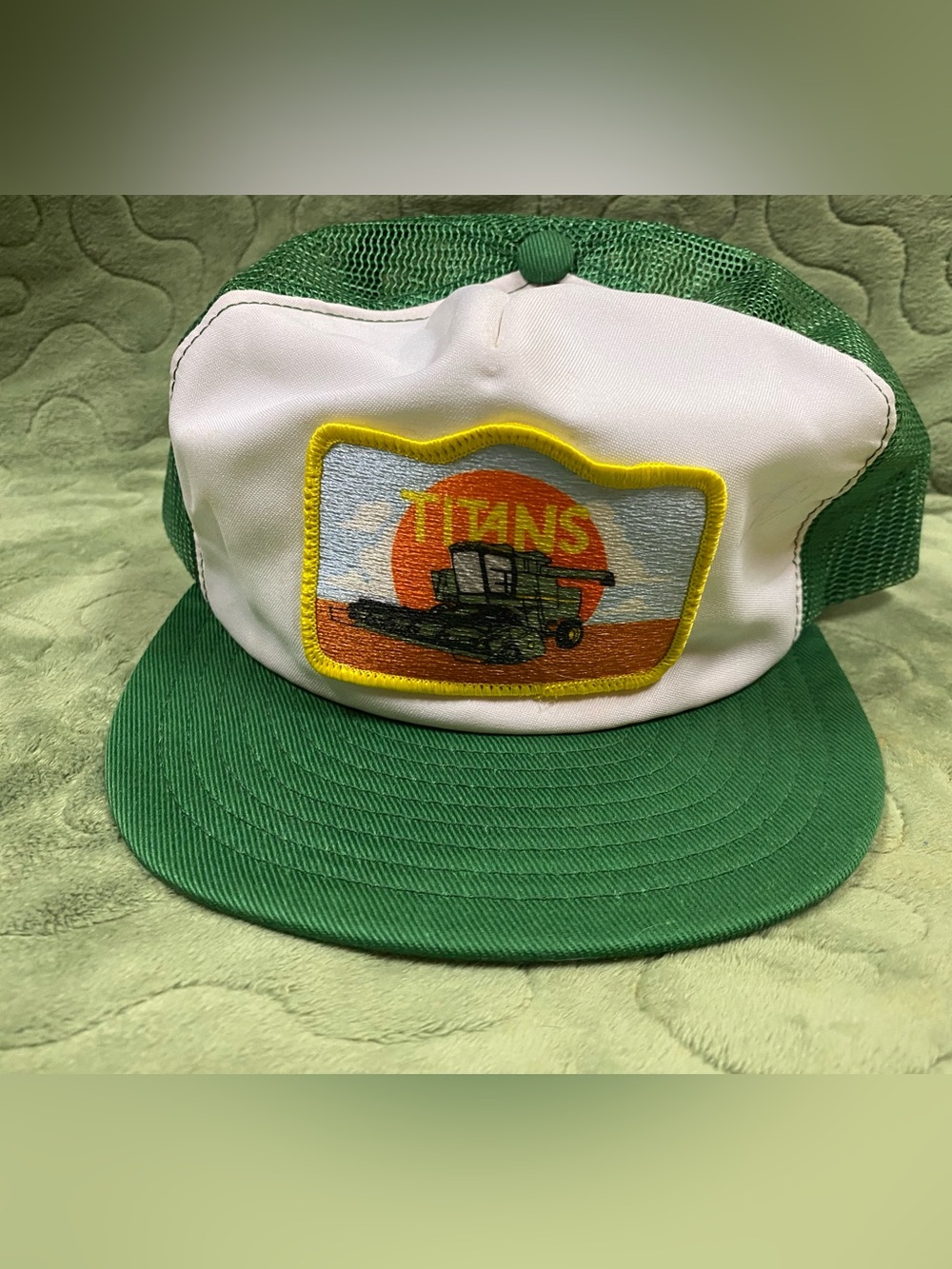 80s Titans Combine Farming SnapBack Trucker Hat with patch, Foam Deterioration